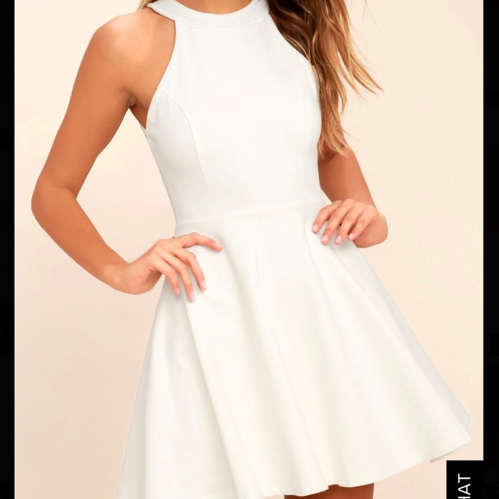 Lulu’s Delightful Surprise Ivory Skater Dress